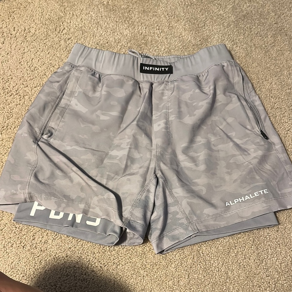 Alphalete Gray Athletic Shorts Lightweight Elastic Waistband